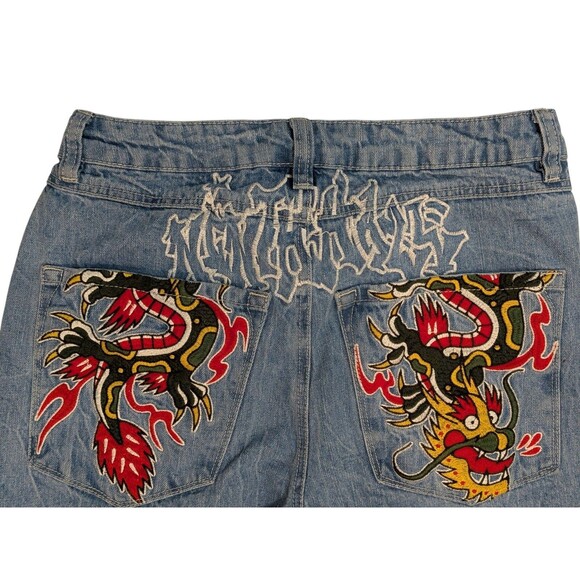 Ninth Hall Ambush Jeans Mens 30 Embroidered Dragon Denim Y2K Relaxed Streetwear - Picture 2 of 10